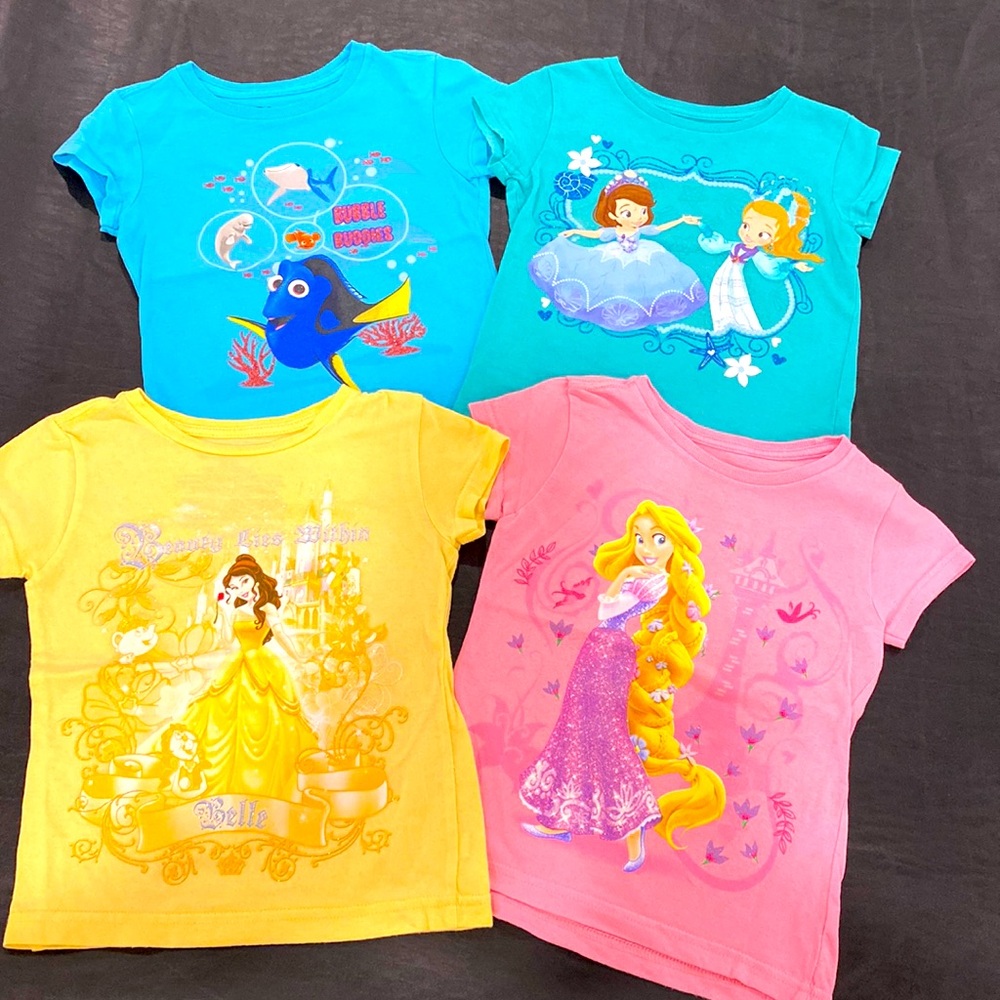 Disney size xs(4) tshirts Belle, Rapunzel, Sofia the first and Finding Nemo Dory